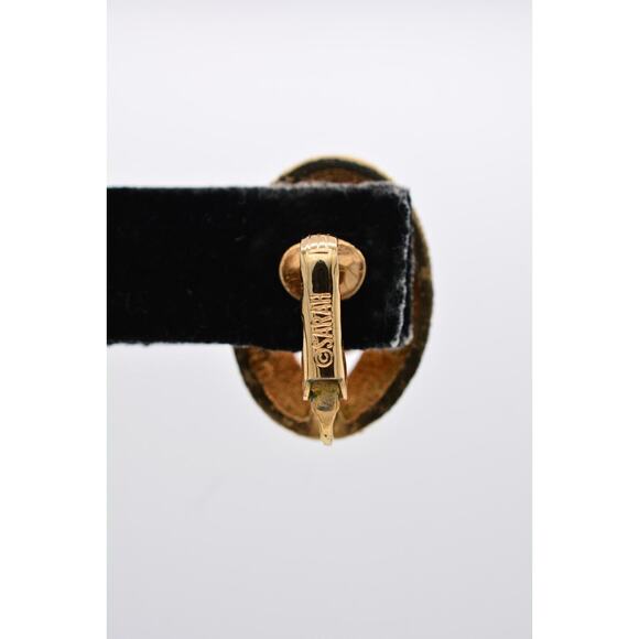 Sarah Cov Vintage Crystal Clip Earrings Chocolate Rhinestone Gold Signed BinAV - Picture 9 of 12